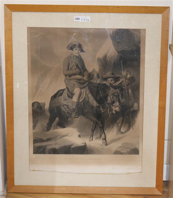 After Delaroche, mezzotint, Le General Bonaparte, 73 x 57cm.